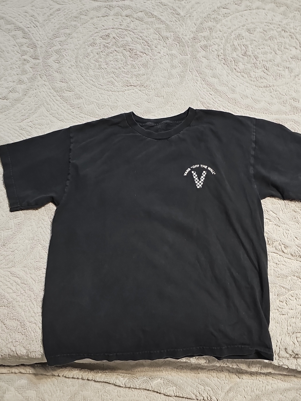 Vans Black Tee with Checkerboard V Chest Logo
